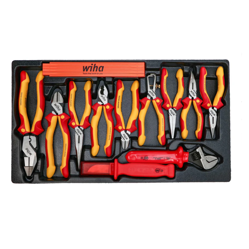 Set de profesional de Herramientas aisladas de 80 piezas para electricista montadas en estuche rígido Wiha 32800
