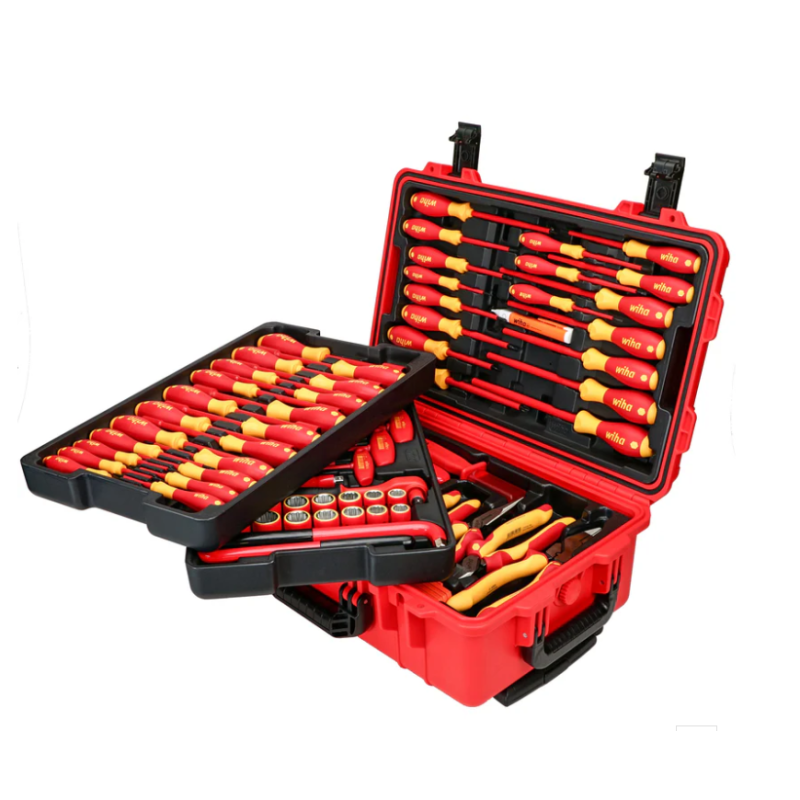 Set de profesional de Herramientas aisladas de 80 piezas para electricista montadas en estuche rígido Wiha 32800