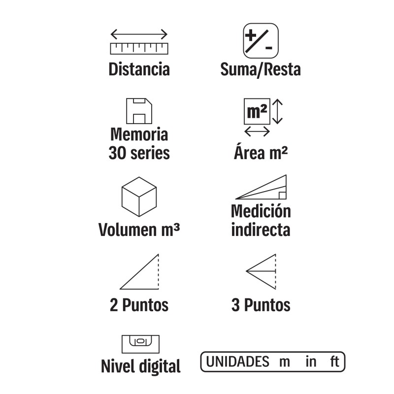 Medidor láser de distancia de 0.05 m a 100 m, Truper