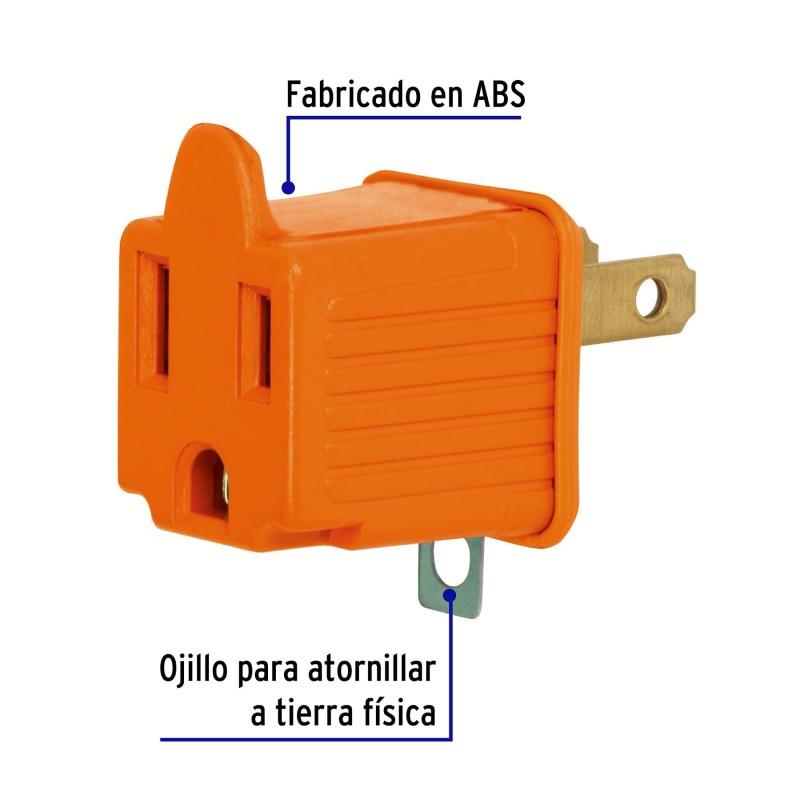 Adaptador enchufe AC de tierra (naranja)