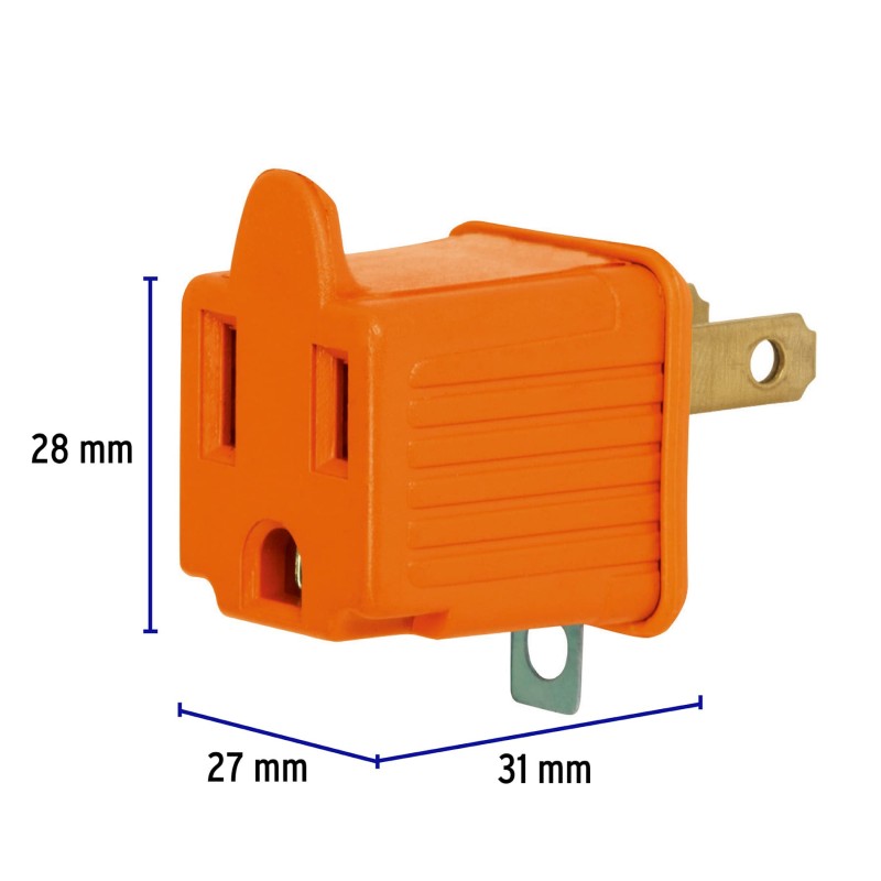 Adaptador enchufe AC de tierra (naranja)